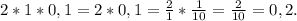 2*1*0,1=2*0,1=\frac{2}{1}*\frac{1}{10}=\frac{2}{10}=0,2.