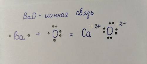 РЕБЯТА ! Сделать рисунок механизма образования химических связей (точками )BaO.Внизу образец как над
