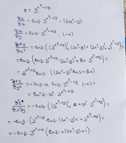 Знайти частинні похідні першого порядку та мішані похідні другого порядку від заданих функцій двох з