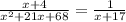 \frac{x+4}{x^2+21x+68} = \frac{1}{x+17}