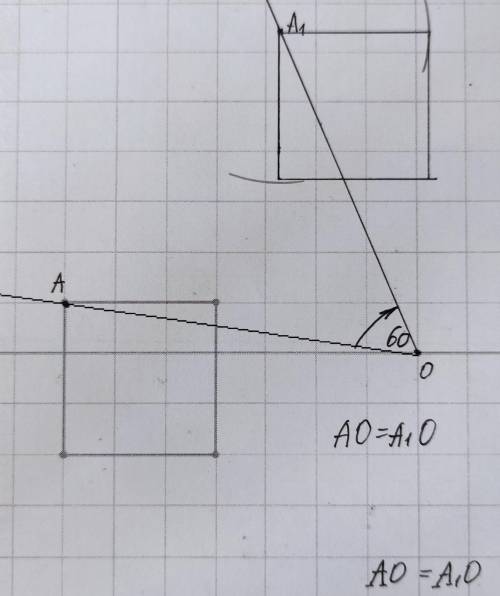 Поверніть квадрат на 60°, відносно точки О ( не знаю чи правильно зрозумів завдання )​
