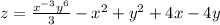 z = \frac{ {x}^{ - 3} {y}^{6} }{ 3} - {x}^{2} + {y}^{2} + 4x - 4y \\