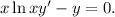 x\ln x y' - y = 0.