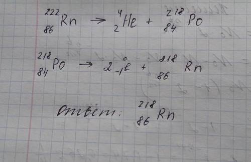 Радон (86Rn222 зазнав один a - розпад і два B- розпад. ядро якого елемента стало продуктом цих розпа