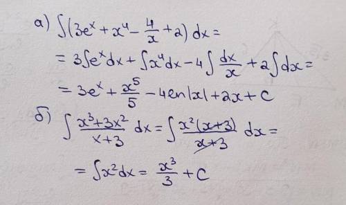 Найдите интегралы, используя таблицу неопределенных интегралов и метод разложения: а) б)