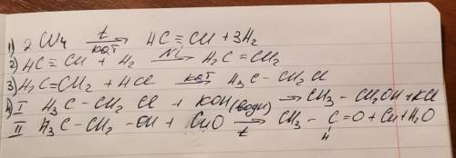 1.Осуществить превращения: СН4 CH ≡ CH  CH2= CH2  CH3 - CH2Cl ↓ CH3-C = O │ H