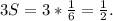 3S=3*\frac{1}{6}=\frac{1}{2}.