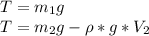 T = m_1g\\T = m_2g - \rho*g*V_2