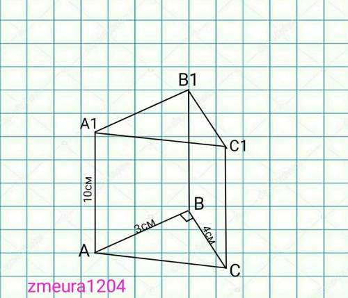 Основанием прямой 3-угольной призмы является прямоугольный треугольник с катетами 3см и 4см Найдите