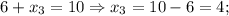 6+x_{3}=10 \Rightarrow x_{3}=10-6=4;