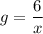 g=\dfrac{6}{x}