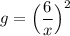 g=\Big(\dfrac{6}{x}\Big)^{2}