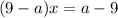 (9-a)x=a-9