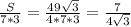 \frac{S}{7*3} =\frac{49\sqrt{3}}{4*7*3}=\frac{7}{4\sqrt{3}}