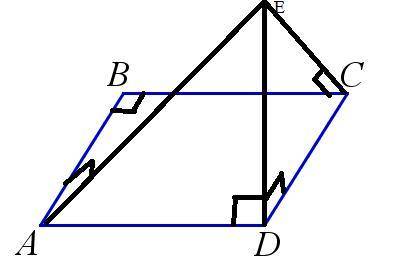 Через вершину прямокутника ABCD проведено пряму DE, перпендикулярну ДО площини прямокутника. Відстан