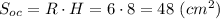 S_{oc} = R\cdot H = 6\cdot 8 = 48~(cm^2)