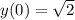 y(0) = \sqrt{2}