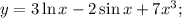 y=3\ln x-2\sin x+7x^{3};