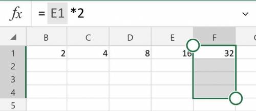 В ячейку А1 записано значение 1, а в ячейку B1 формула =А1*2 Какое значение примет ячейка F1, если ф