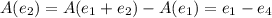 A(e_2) = A(e_1+e_2) - A(e_1) = e_1 - e_4