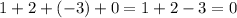 1+2+(-3)+0=1+2-3=0