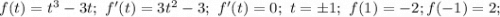 f(t)=t^3-3t;\ f'(t)=3t^2-3;\ f'(t)=0;\ t=\pm 1; \ f(1)=-2; f(-1)=2;