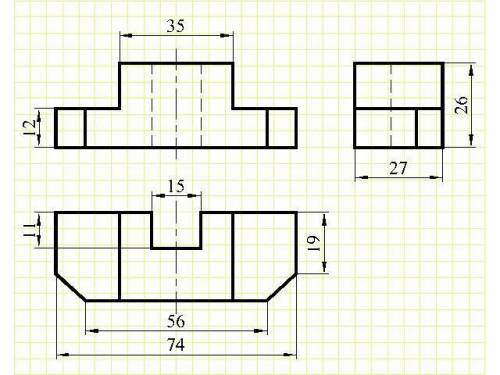 По двум данным видам детали построить вид слева и аксонометрическую проекцию этой детали