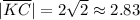 |\overline {KC}| = 2\sqrt{2} \approx 2.83