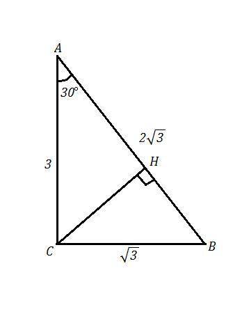 В прямоугольном треугольнике угол C равен 90*, угол A 30*, гипотенуза 2. Найдите высоту CH