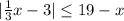 |\frac{1}{3}x-3|\leq 19-x