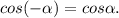 cos(-\alpha )=cos\alpha .