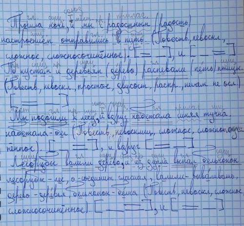 Синтаксический разбор и нарисуй схемы предложений. Пр...шла ночь и мы с радос...ным настроением отпр