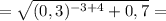 =\sqrt{(0,3)^{-3+4}+0,7 }=