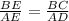 \frac{BE}{AE}=\frac{BC}{AD}