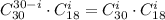 C_{30}^{30-i}\cdot C_{18}^i=C_{30}^i\cdot C_{18}^i