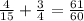 \frac{4}{15} + \frac{3}{4} = \frac{61}{60}