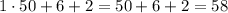 1\cdot 50+6+2=50+6+2=58