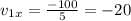 v_{1x}=\frac{-100}{5}=-20