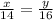 \frac{x}{14}=\frac{y}{16}\\