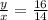 \frac{y}{x}=\frac{16}{14}