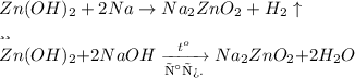 Zn(OH)_2 + 2Na \to Na_2ZnO_2 + H_2\uparrow \\ \small\text{или} \\ \small{Zn(OH)_2 {+} 2NaOH \xrightarrow[\text{распл.}]{t^o} Na_2ZnO_2{ +} 2H_2O}