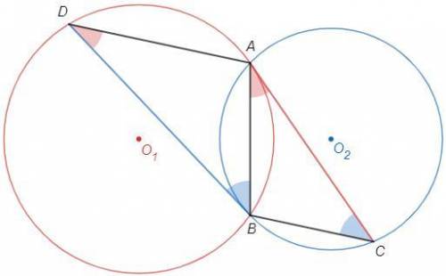 Прямая AC — касательная к окружности с центром Ој, а пря- имая BD — касательная к окружности с центр