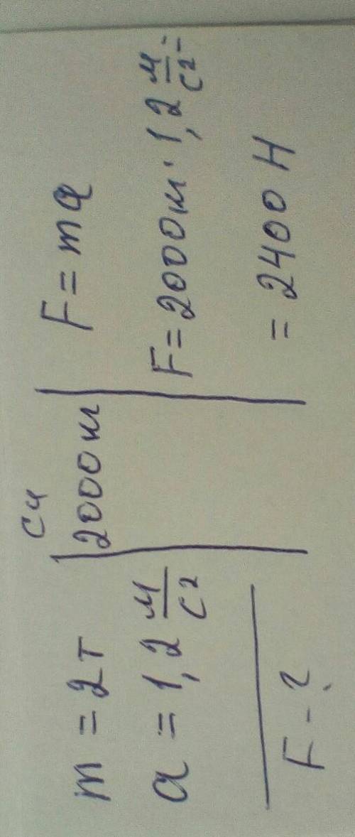 Дано m=2 тонны a= 1,2м/с ² F-?