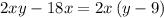 2xy-18x=2x\, (y-9)