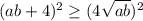 (ab + 4)^{2} \geq (4\sqrt{ab})^{2}