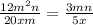 \frac{12m^2n}{20xm}=\frac{3mn}{5x}