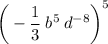 \bigg (-\dfrac{1}{3} \: b^{5} \: d^{-8}\bigg)^{5}