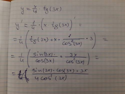 Найти производную y=x\4 tg 3x