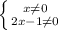 \left \{ {{x \neq 0} \atop {2x-1\neq 0}} \right.