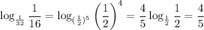 \log_{\frac{1}{32}}\dfrac{1}{16}=\log_{(\frac{1}{2})^5}\left(\dfrac{1}{2}\right)^4=\dfrac{4}{5}\log_{\frac{1}{2}}\dfrac{1}{2}=\dfrac{4}{5}